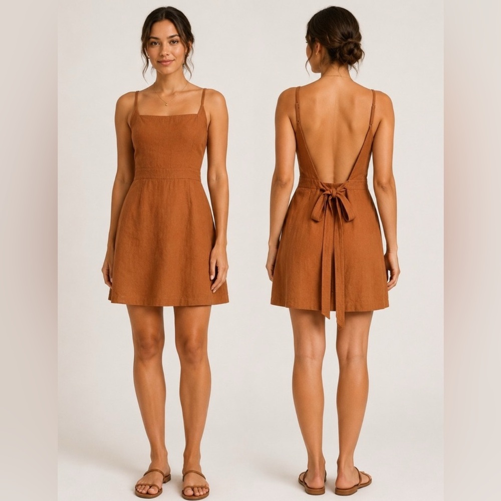 Good Alma linen blend backless mini dress